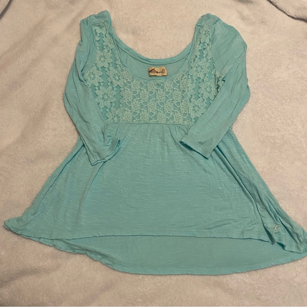 Hollister Light Teal Peplum Tunic Top – Size XS - Item 0039